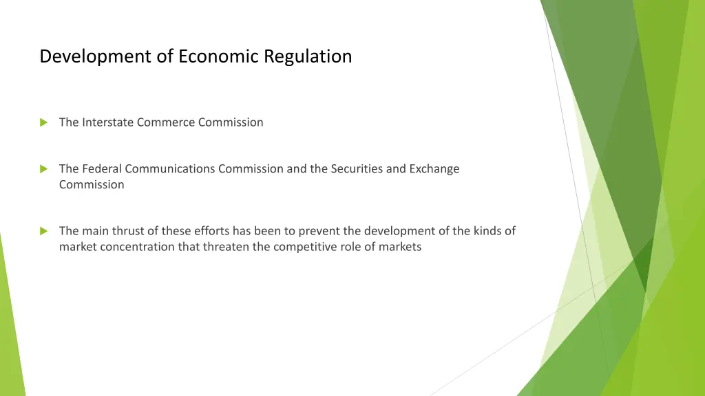 development of economic regulation