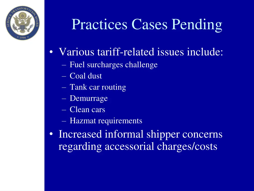 practices cases pending