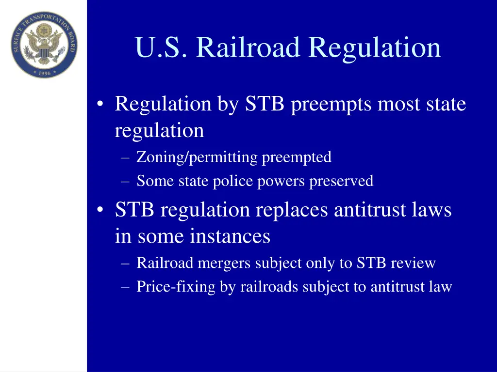 u s railroad regulation 1