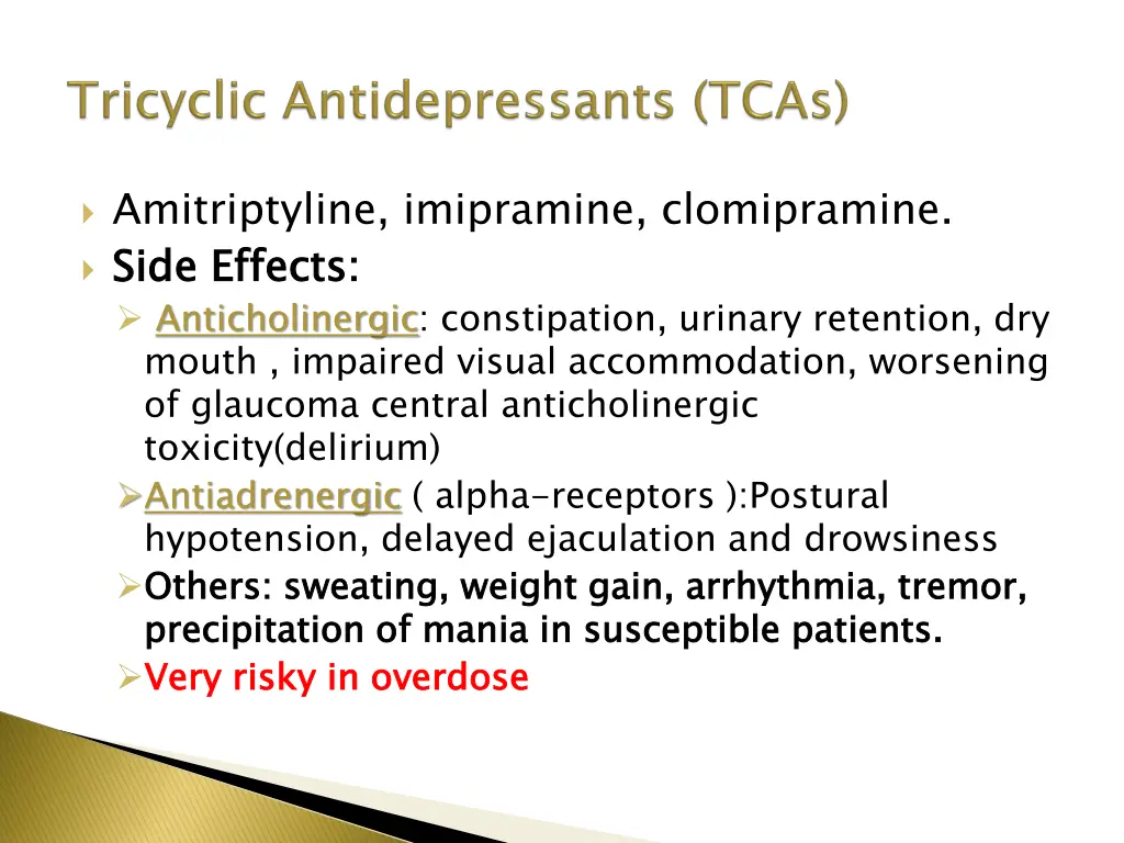 amitriptyline imipramine clomipramine side