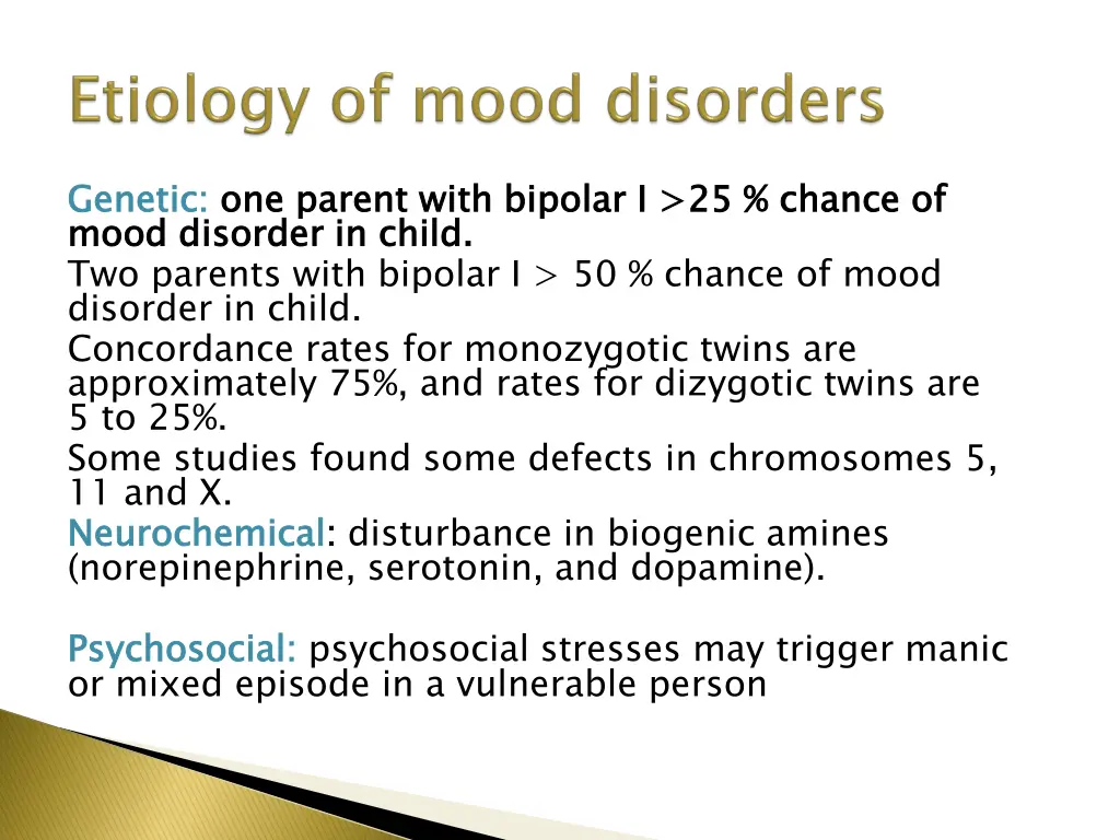genetic mood disorder in child two parents with
