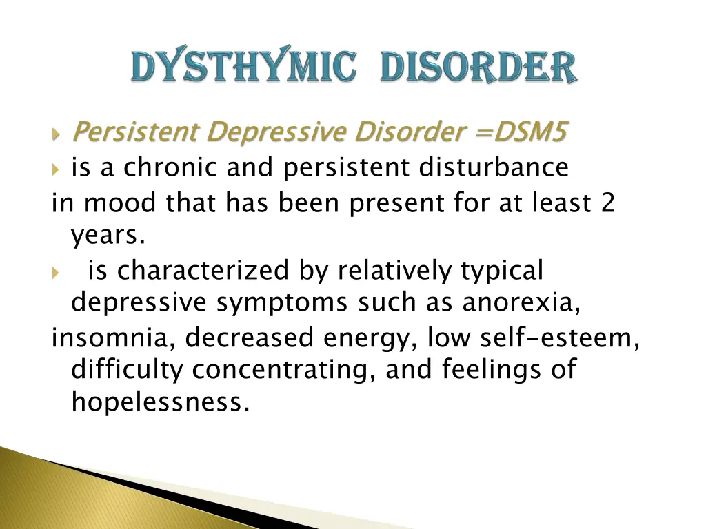 persistent depressive disorder dsm5 is a chronic