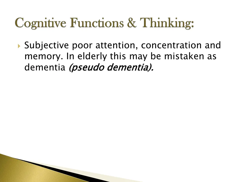 subjective poor attention concentration