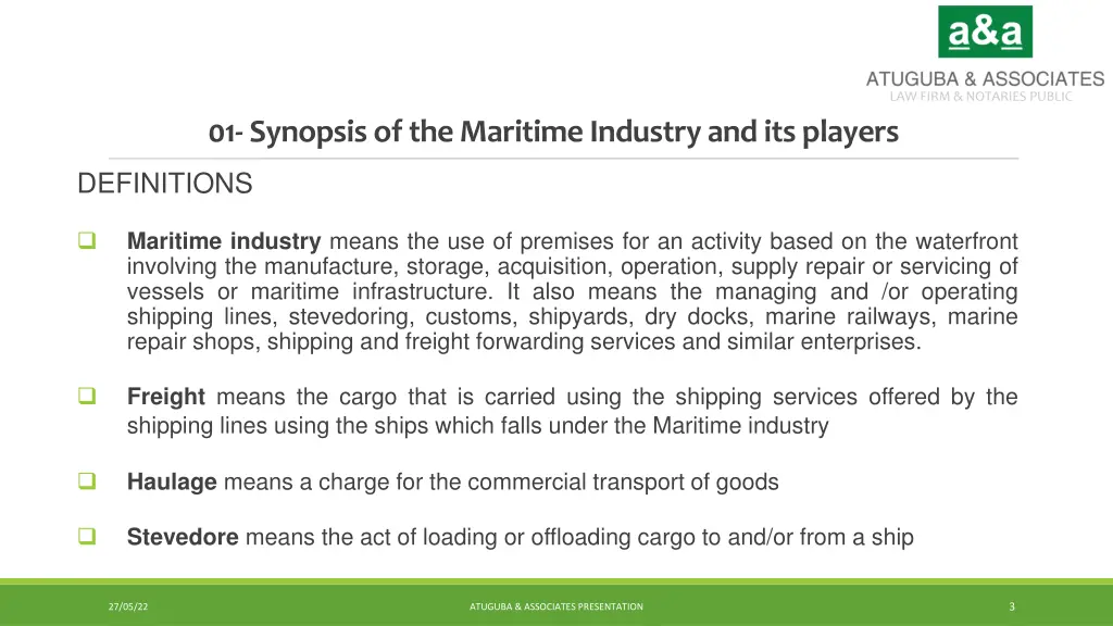 01 synopsis of the maritime industry