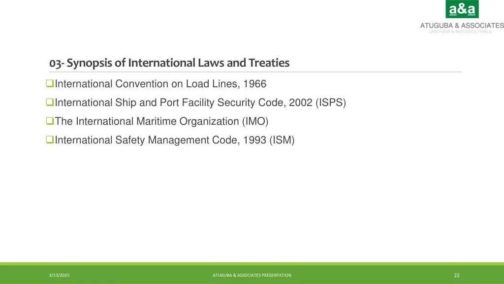 03 synopsis of international laws and treaties