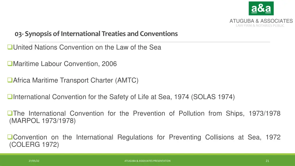03 synopsis of international treaties