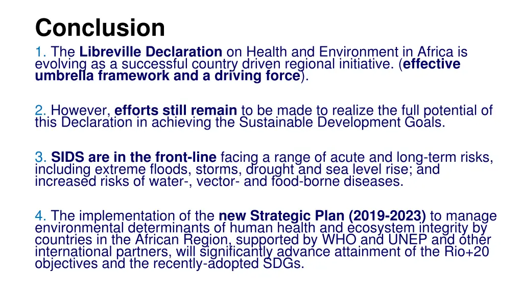 conclusion 1 the libreville declaration on health