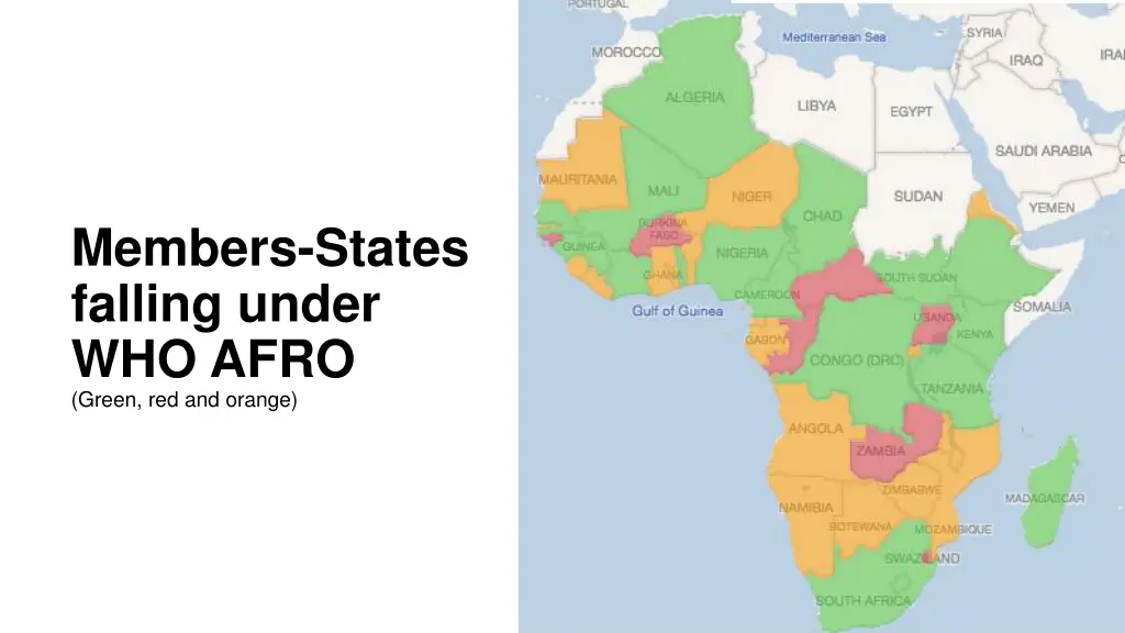 members states falling under who afro green