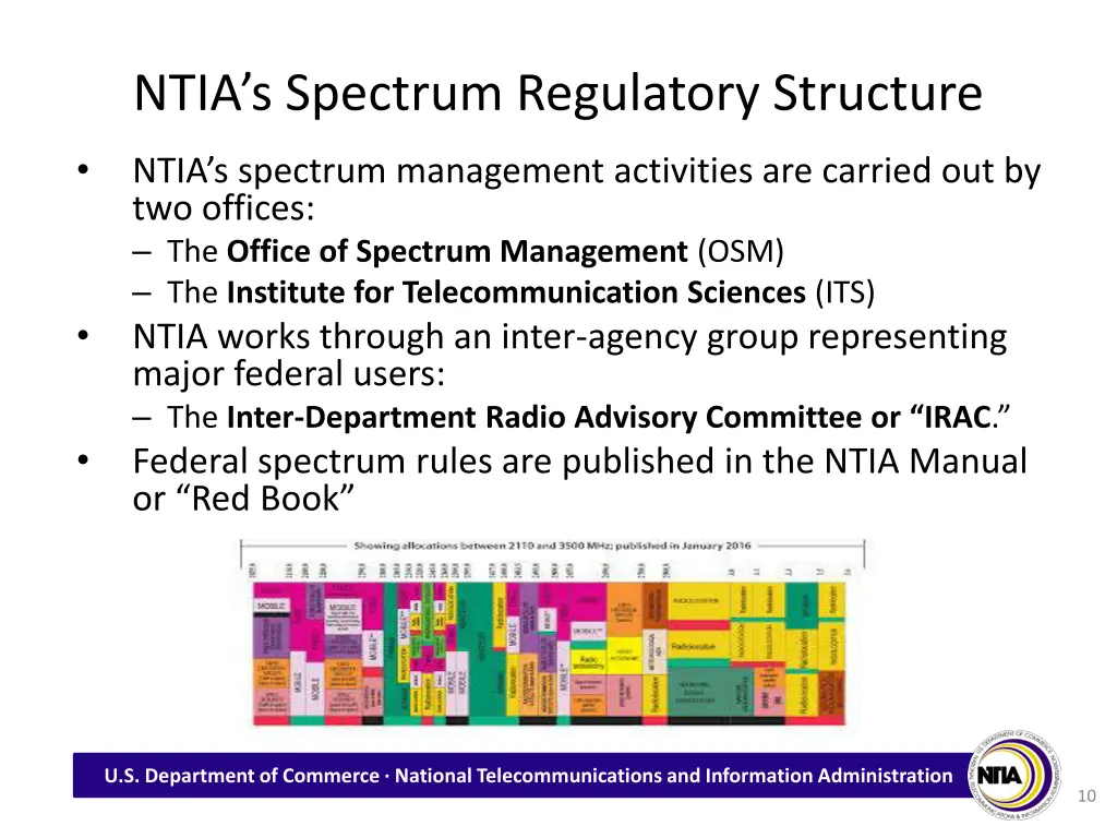 ntia s spectrum regulatory structure
