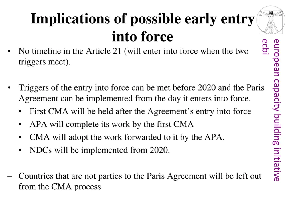 implications of possible early entry into force