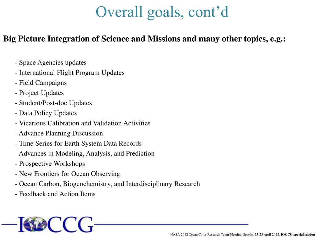 overall goals cont d