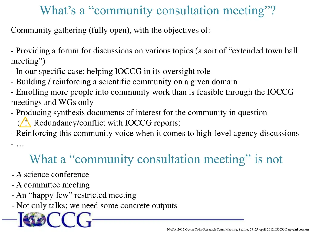 what s a community consultation meeting