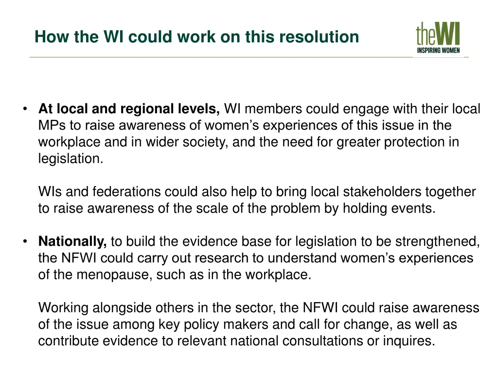 how the wi could work on this resolution