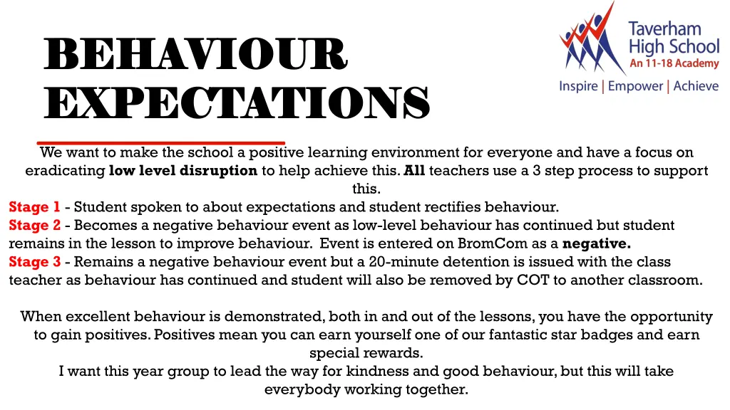 behaviour behaviour expectations expectations