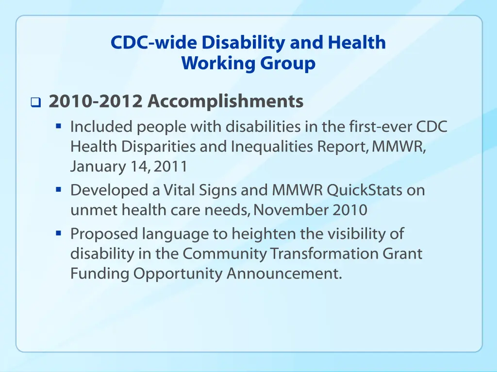 cdc wide disability and health working group 3