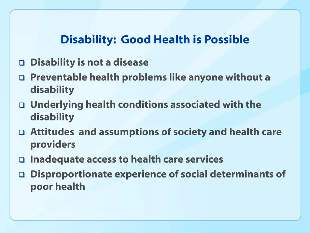 disability good health is possible