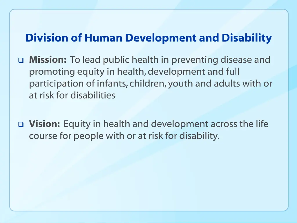 division of human development and disability