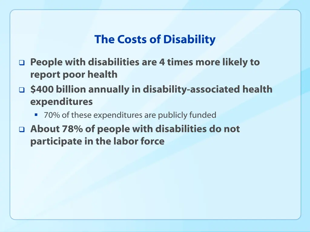 the costs of disability