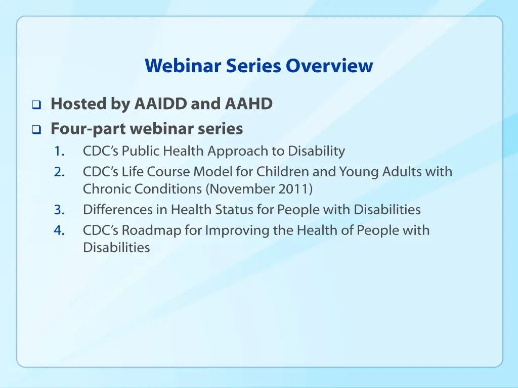 webinar series overview