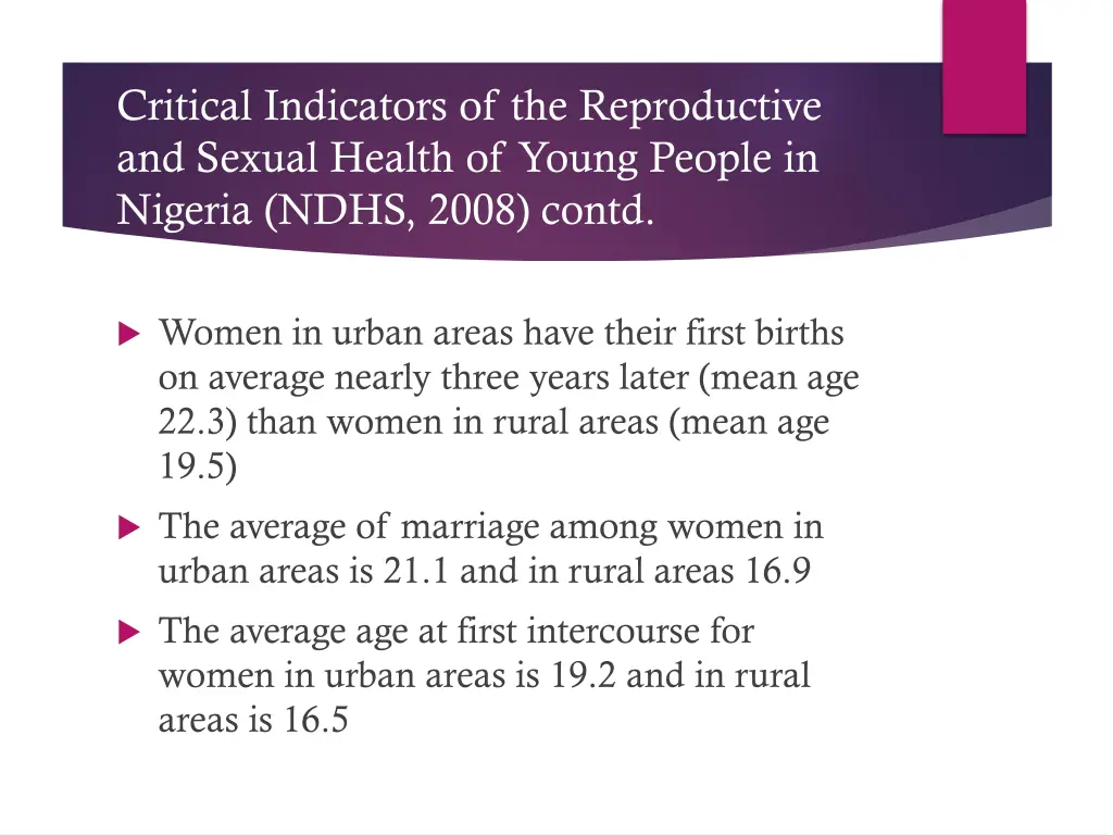 critical indicators of the reproductive 3