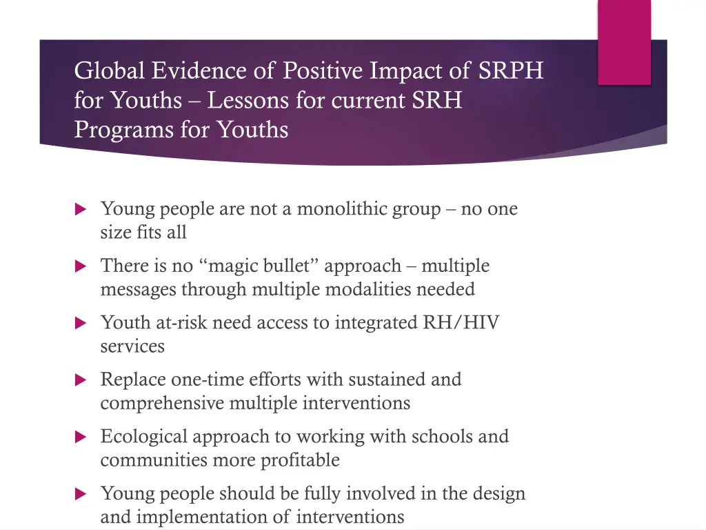 global evidence of positive impact of srph 1