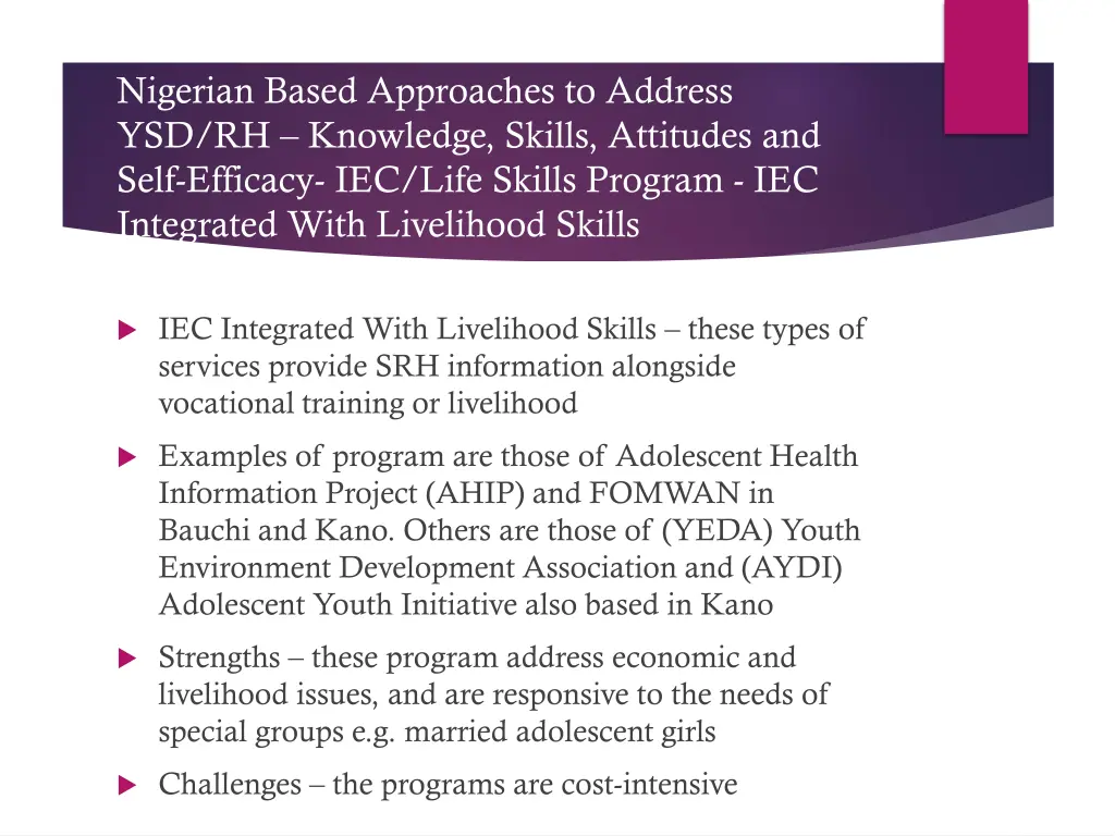 nigerian based approaches to address 3