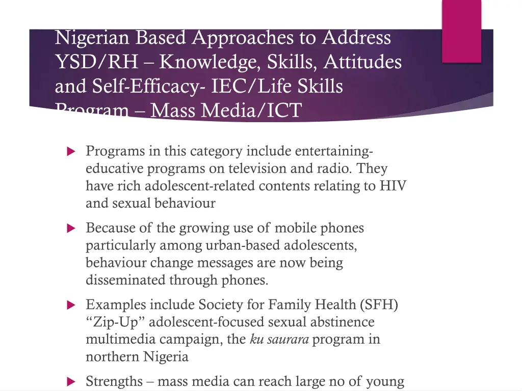 nigerian based approaches to address 5