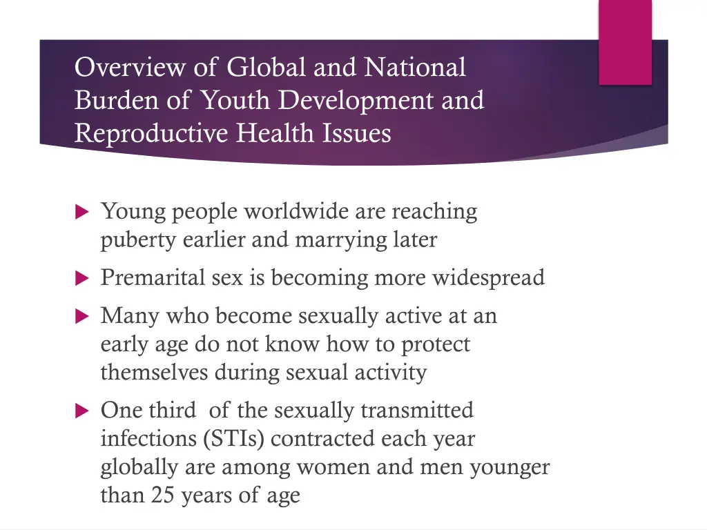 overview of global and national burden of youth