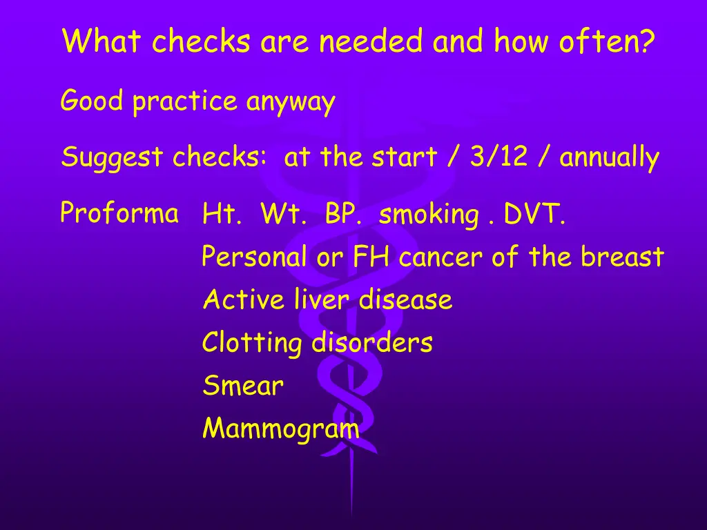 what checks are needed and how often
