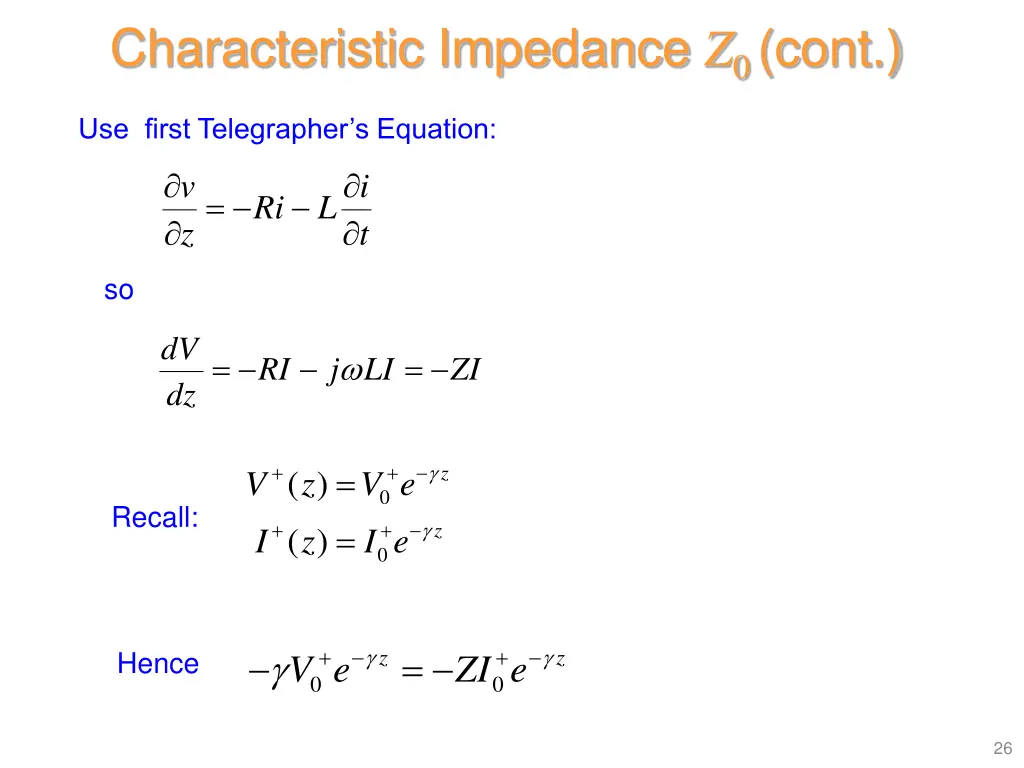 characteristic impedance z 0 cont