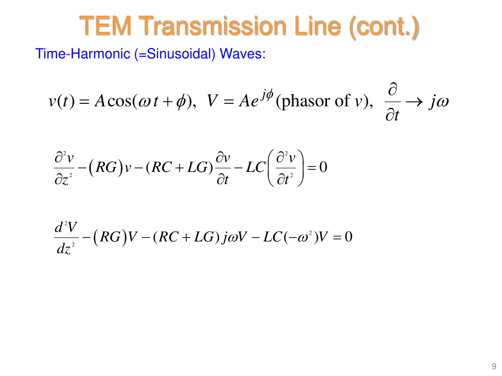 tem transmission line cont time harmonic