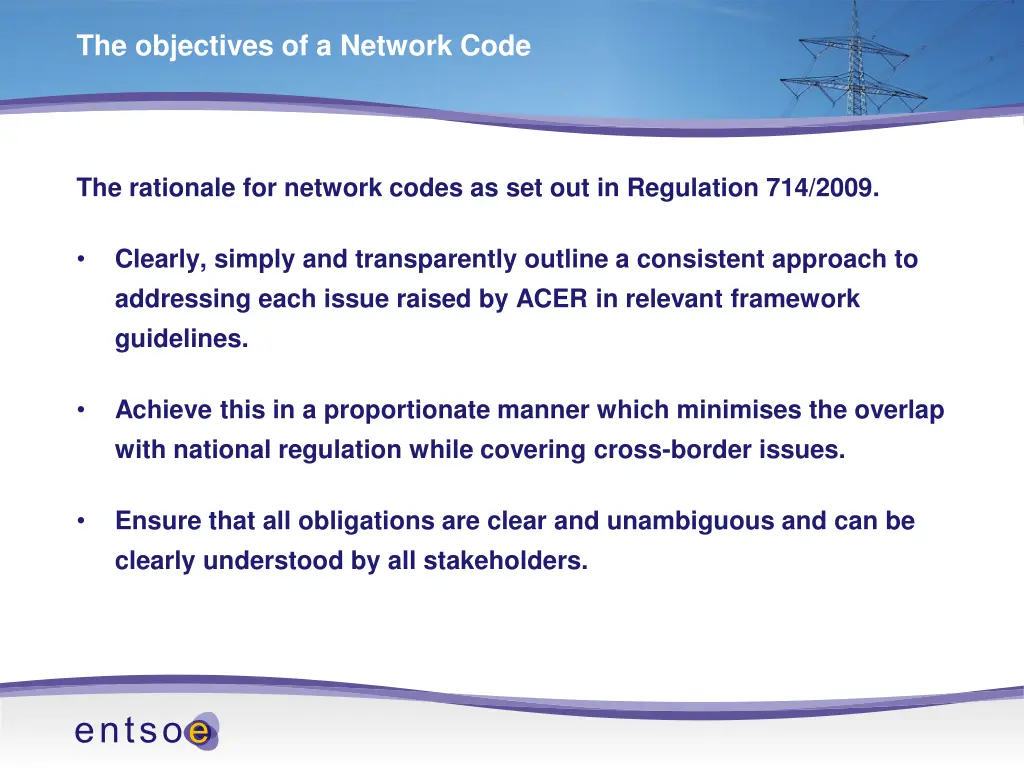 the objectives of a network code