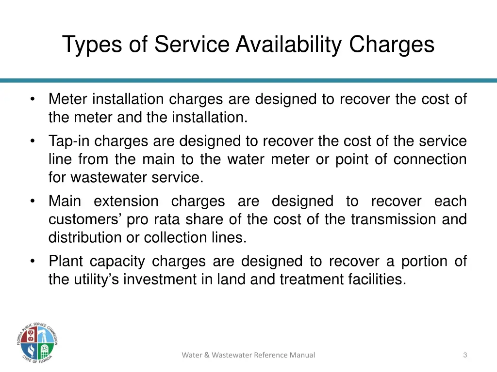 types of service availability charges