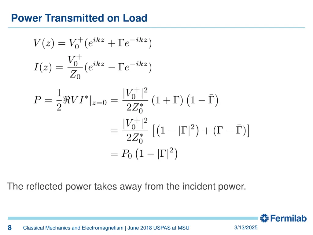 power transmitted on load