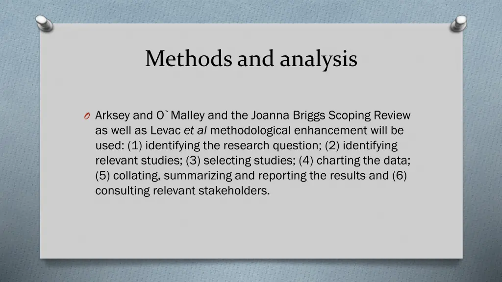 methods and analysis