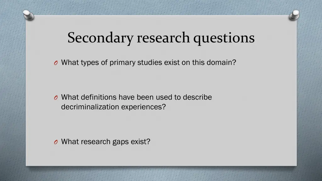 secondary research questions