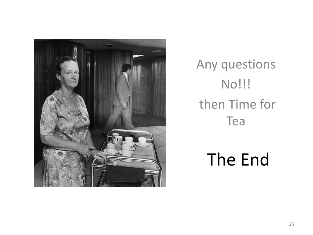 any questions no then time for tea
