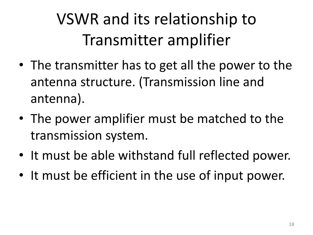 vswr and its relationship to transmitter amplifier