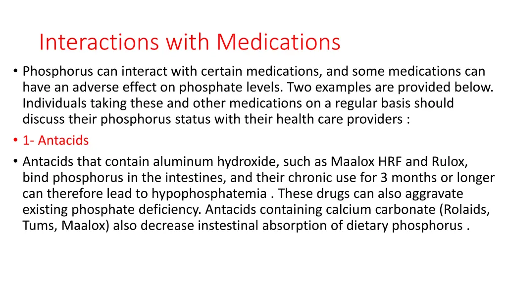 interactions with medications phosphorus