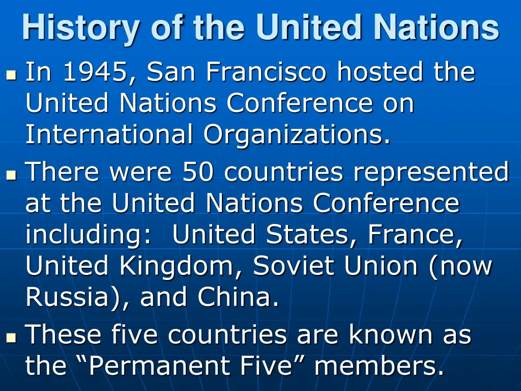 history of the united nations in 1945