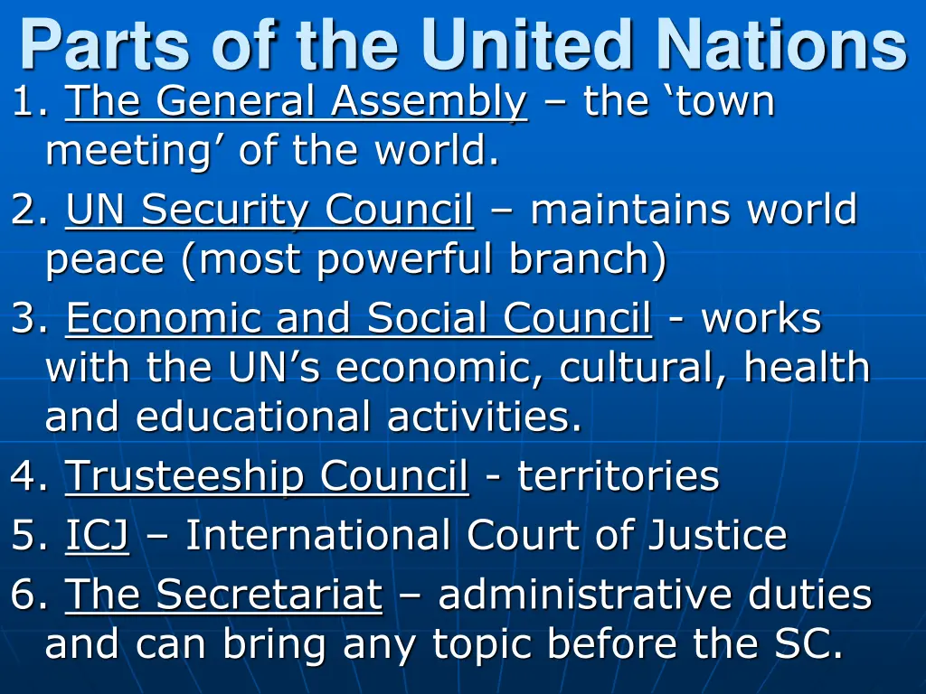 parts of the united nations 1 the general