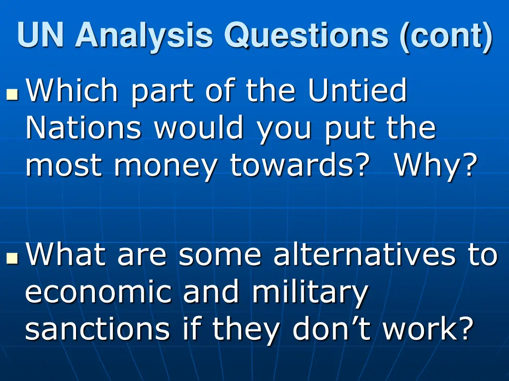 un analysis questions cont