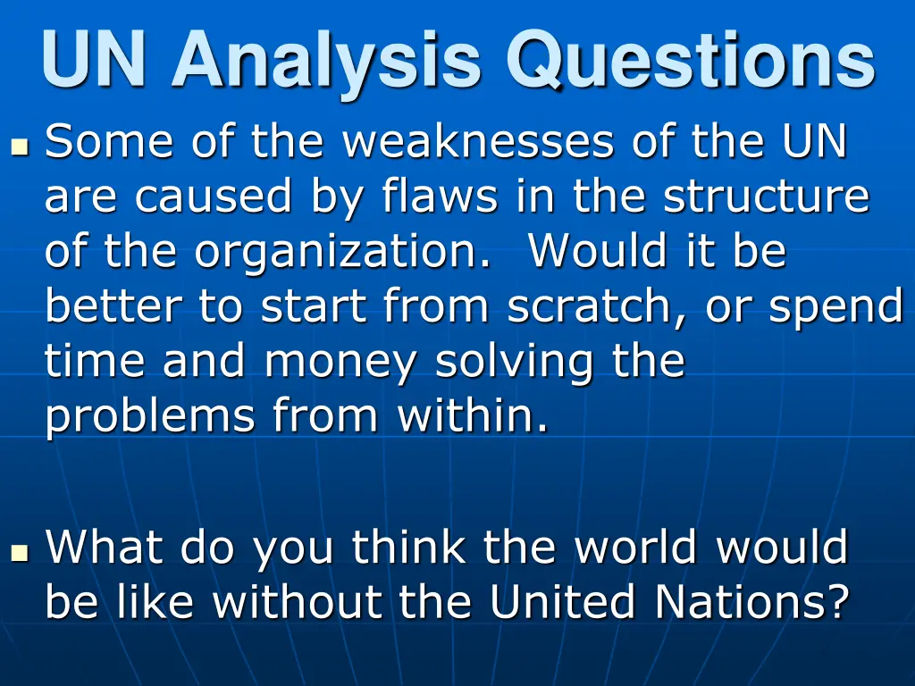 un analysis questions some of the weaknesses