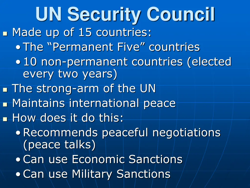 un security council made up of 15 countries