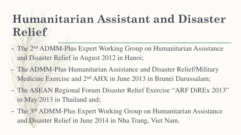 humanitarian assistant and disaster relief