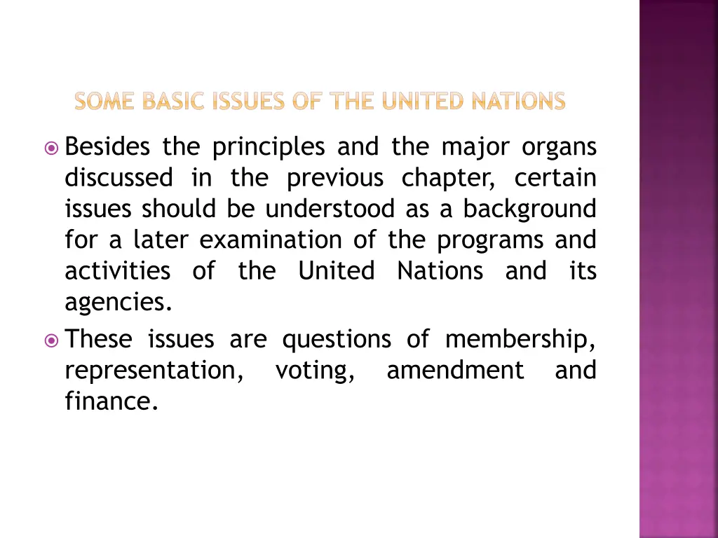 some basic issues of the united nations