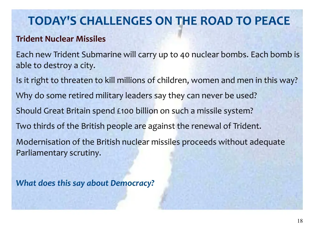 today s challenges on the road to peace 1
