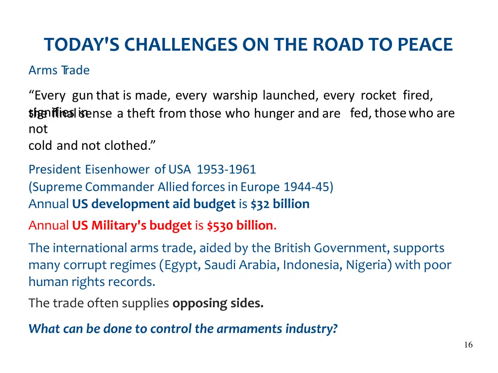 today s challenges on the road to peace