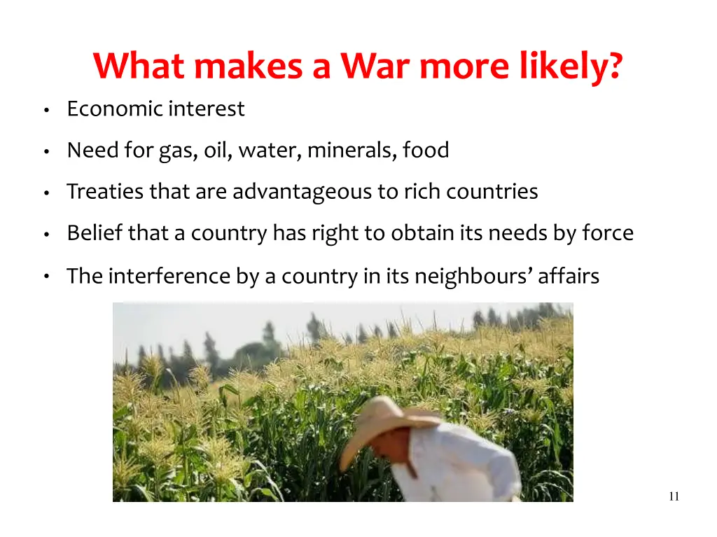 what makes a war more likely economic interest