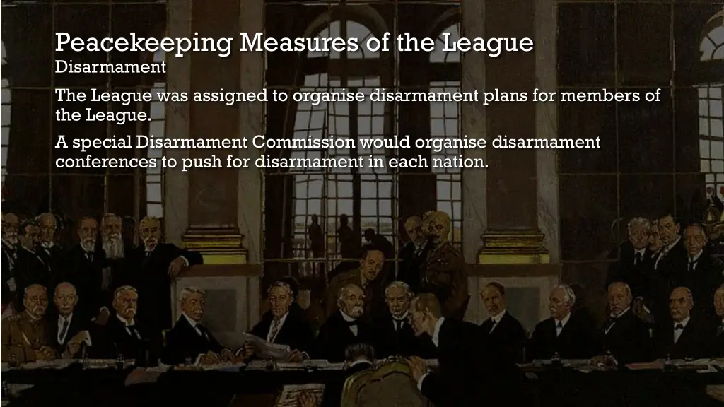 peacekeeping measures of the league disarmament